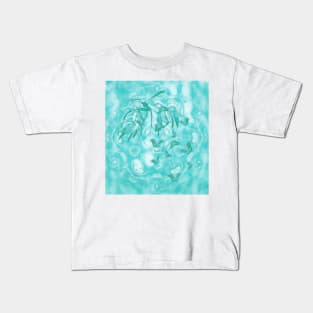 Abstract butterflies in teal landscape Kids T-Shirt